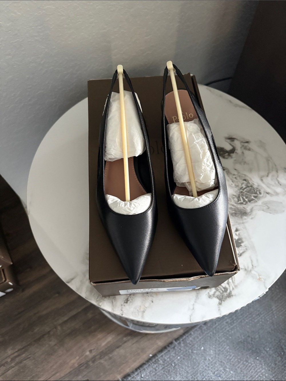 Paolo Black Pointed Toe Slingback Heels Size 5.5 M